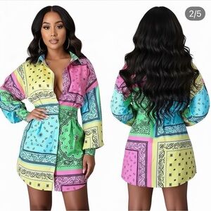 Colorful Patterned Women's Dress. Size Large.